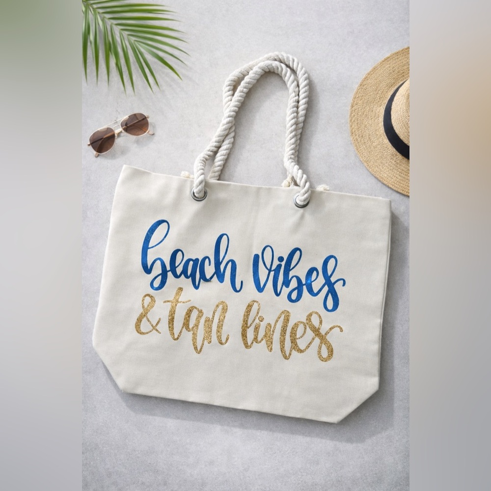 Beach Vibes Canvas Tote Bag